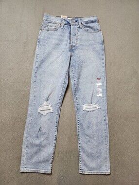 Levi’s Wedgie Straight Fit Jeans Crop Sz 28 New Nwt Distressed